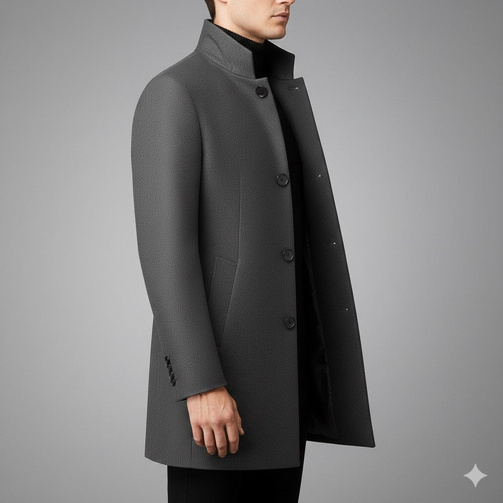 Boris Men’s Wool Coat – Tailored Soft Winter Long Overcoat
