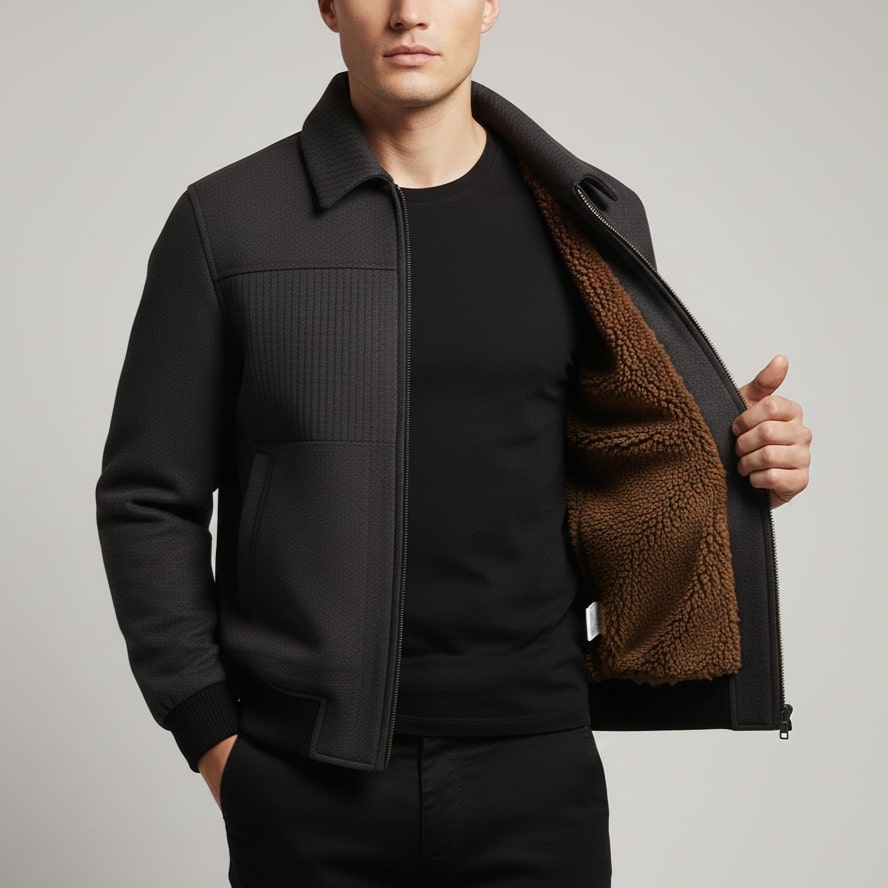 Aurelien Men’s Fleece Jacket – Weatherproof Jacket with Textured Finish