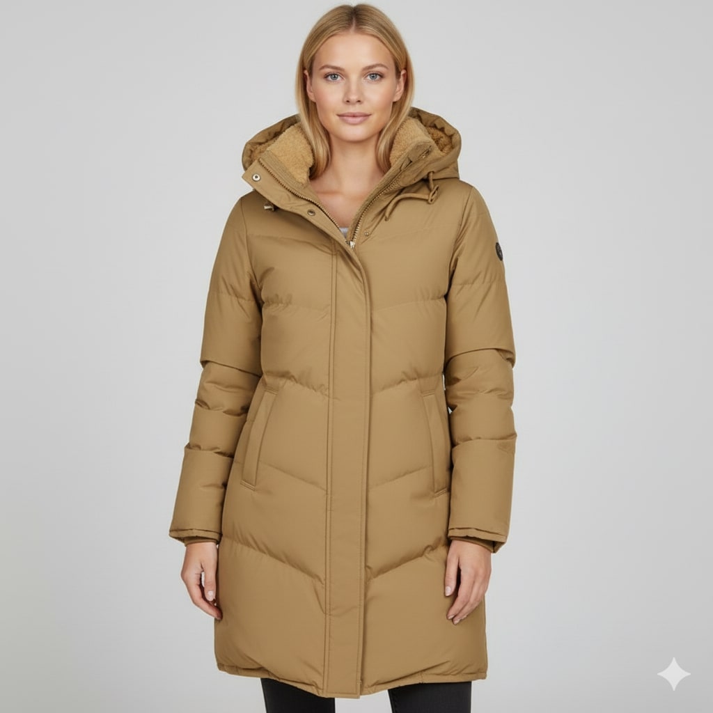 Adriana Women’s Winter Coat – Long Hooded Winter Jacket with Plush Lining