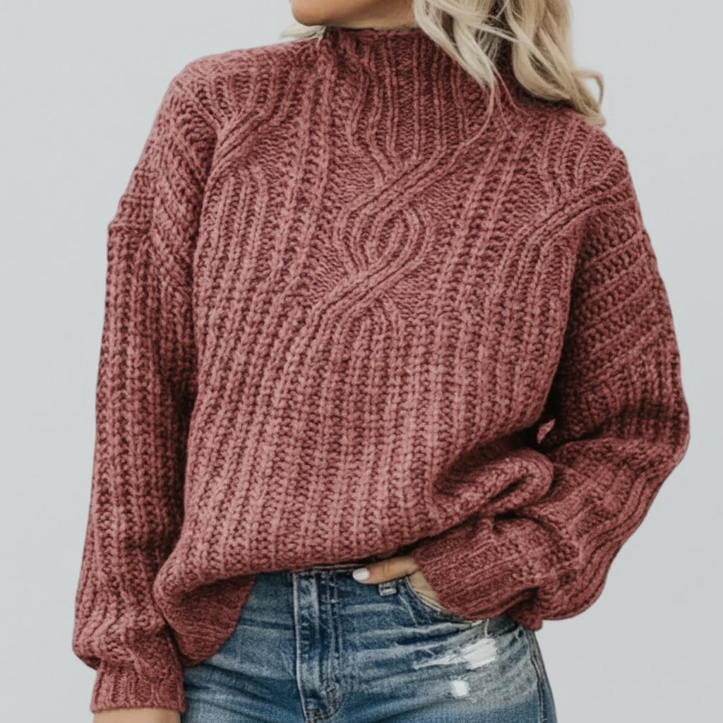 Camila Women’s Cable Knit Sweater – Cozy Pullover with Classic Textured Design
