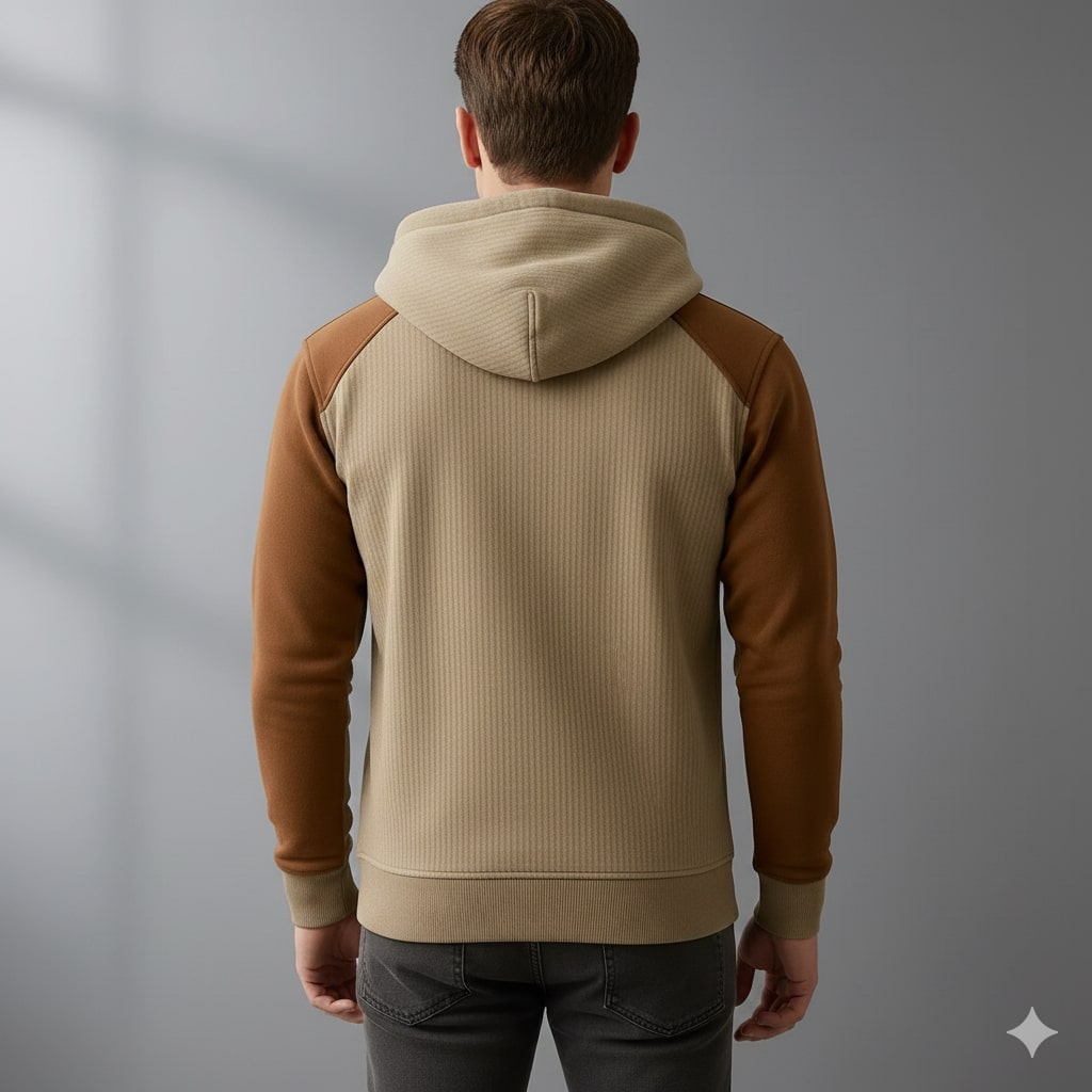 Carlos Men’s Quarter-Zip Hoodie – Corduroy Cotton Blend Sweatshirt with Contrast Panels