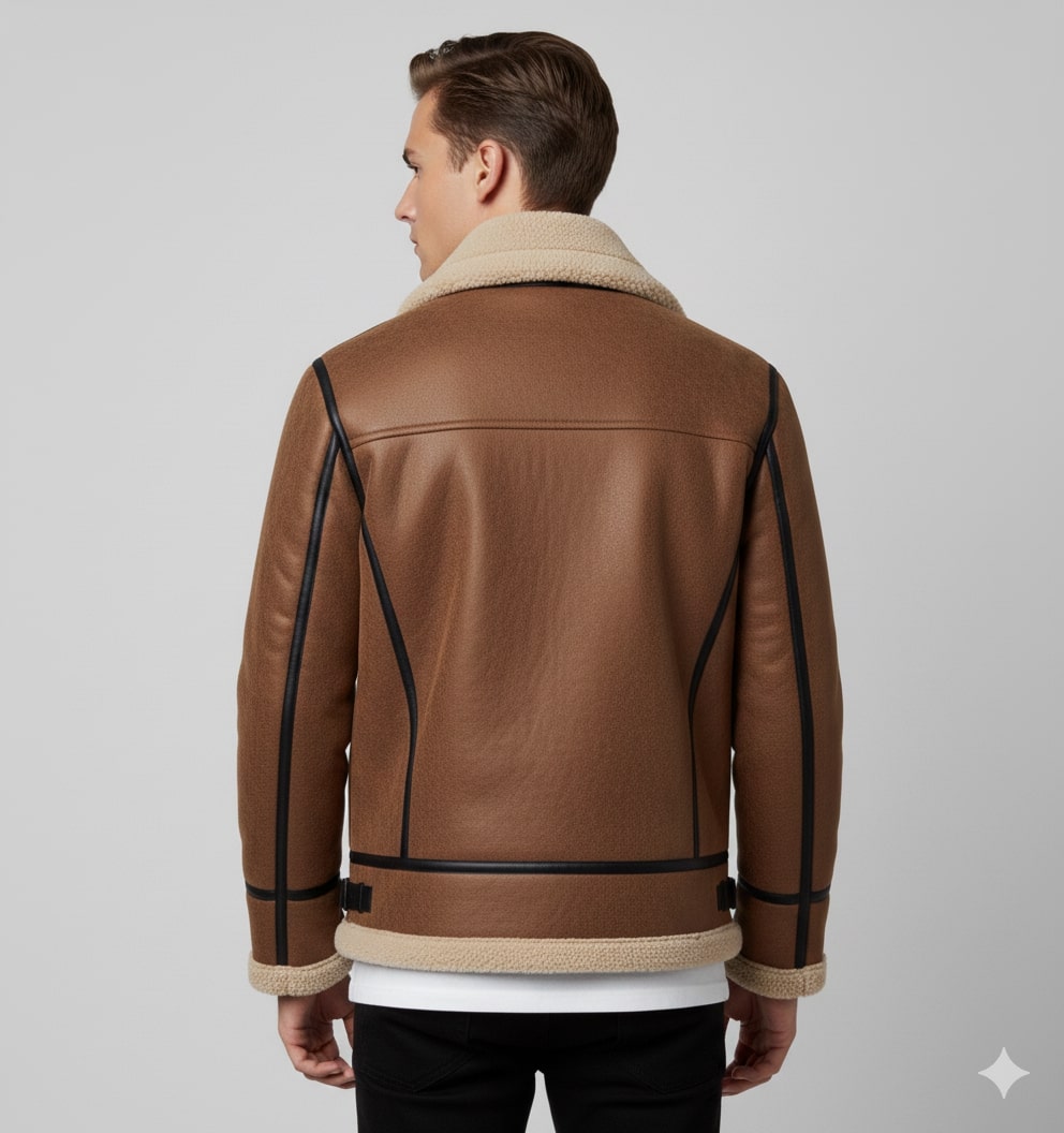 Daan Men's Shearling Jacket – Heavyweight Leather Jacket with Structured Fit