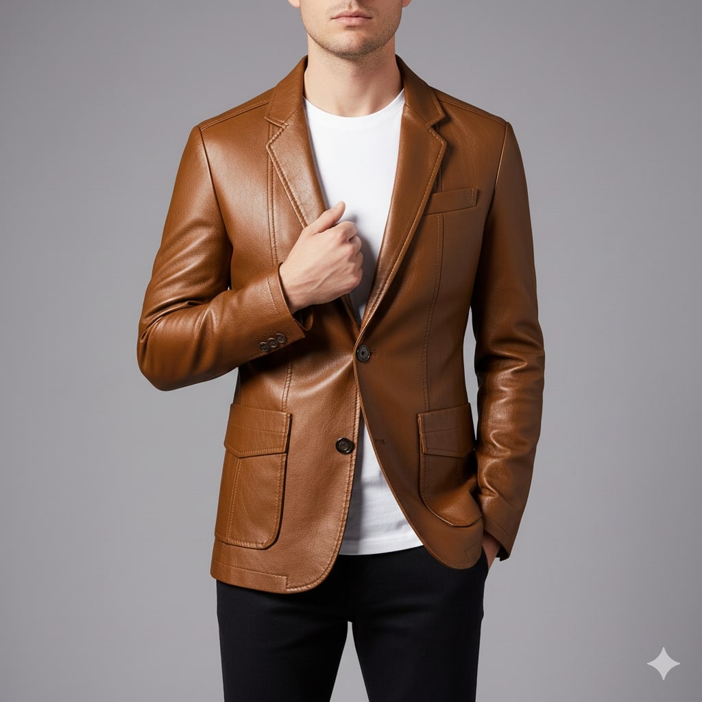 Maxime Men’s Leather Jacket – Premium Smooth Leather with Cotton Lining