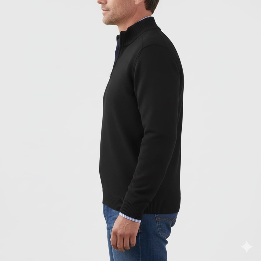 Lars Men’s Half-Zip Sweater – Soft Knit Pullover with Ribbed Details & Tailored Fit