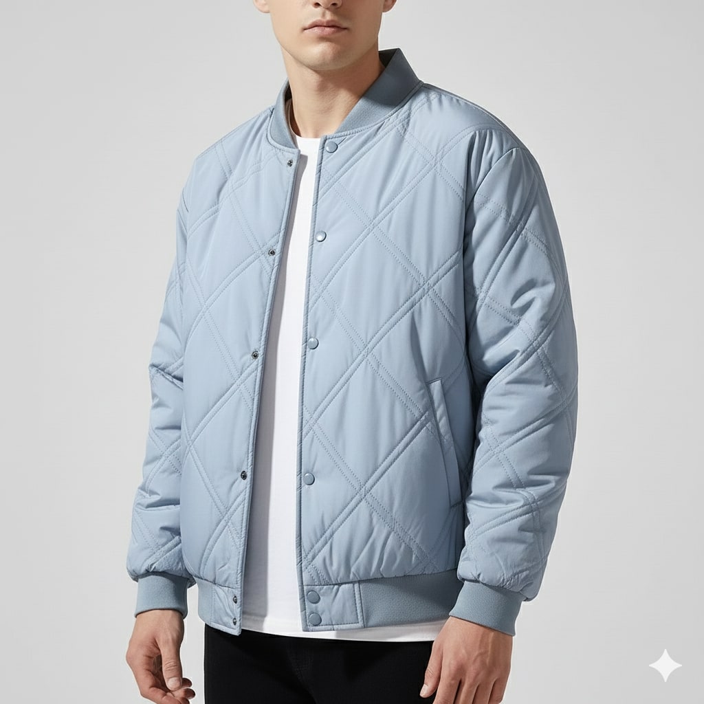 Nolan Men’s Bomber Jacket – Quilted Fleece-Lined Lightweight Winter Jacket