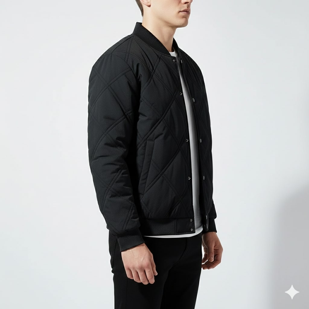 Nolan Men’s Bomber Jacket – Quilted Fleece-Lined Lightweight Winter Jacket