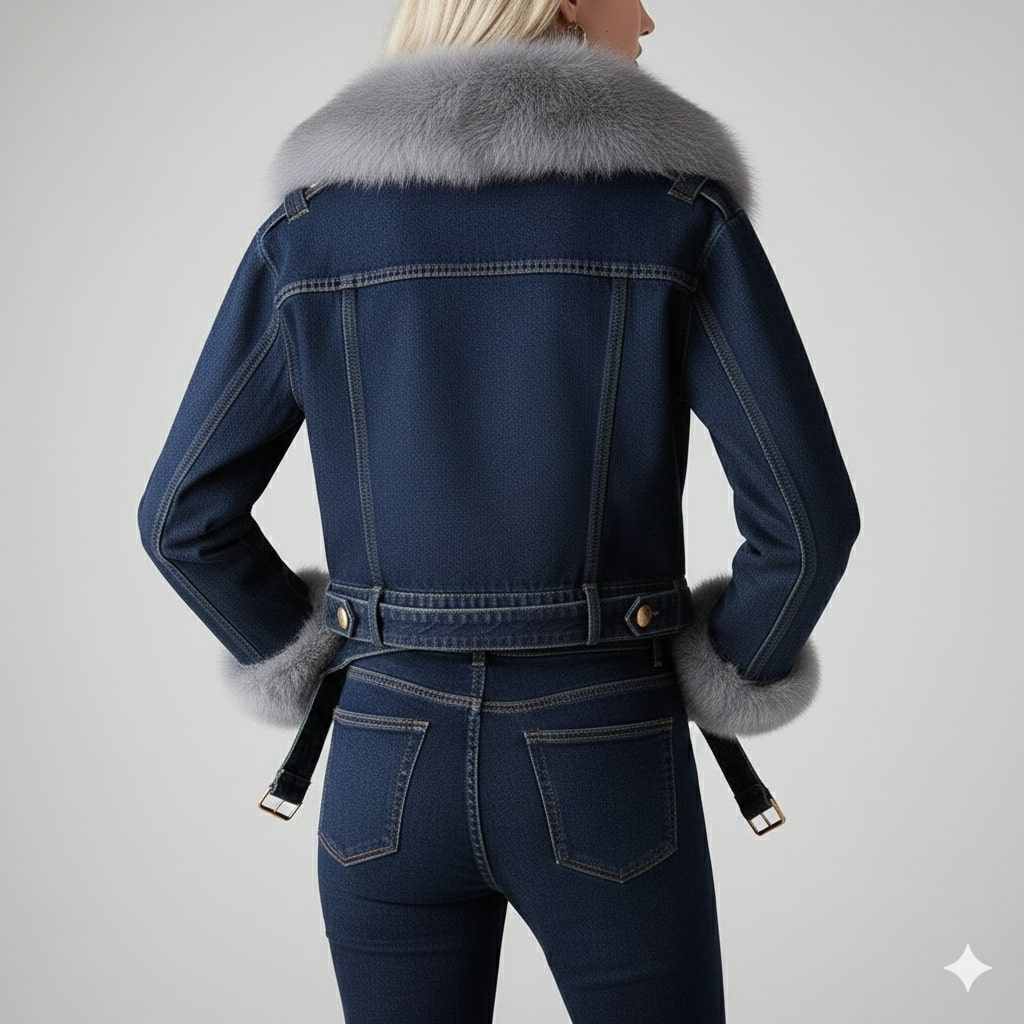 Zara Women's Denim Jacket – Soft Lined Women’s Jacket with Warm Fur Collar & Cuffs