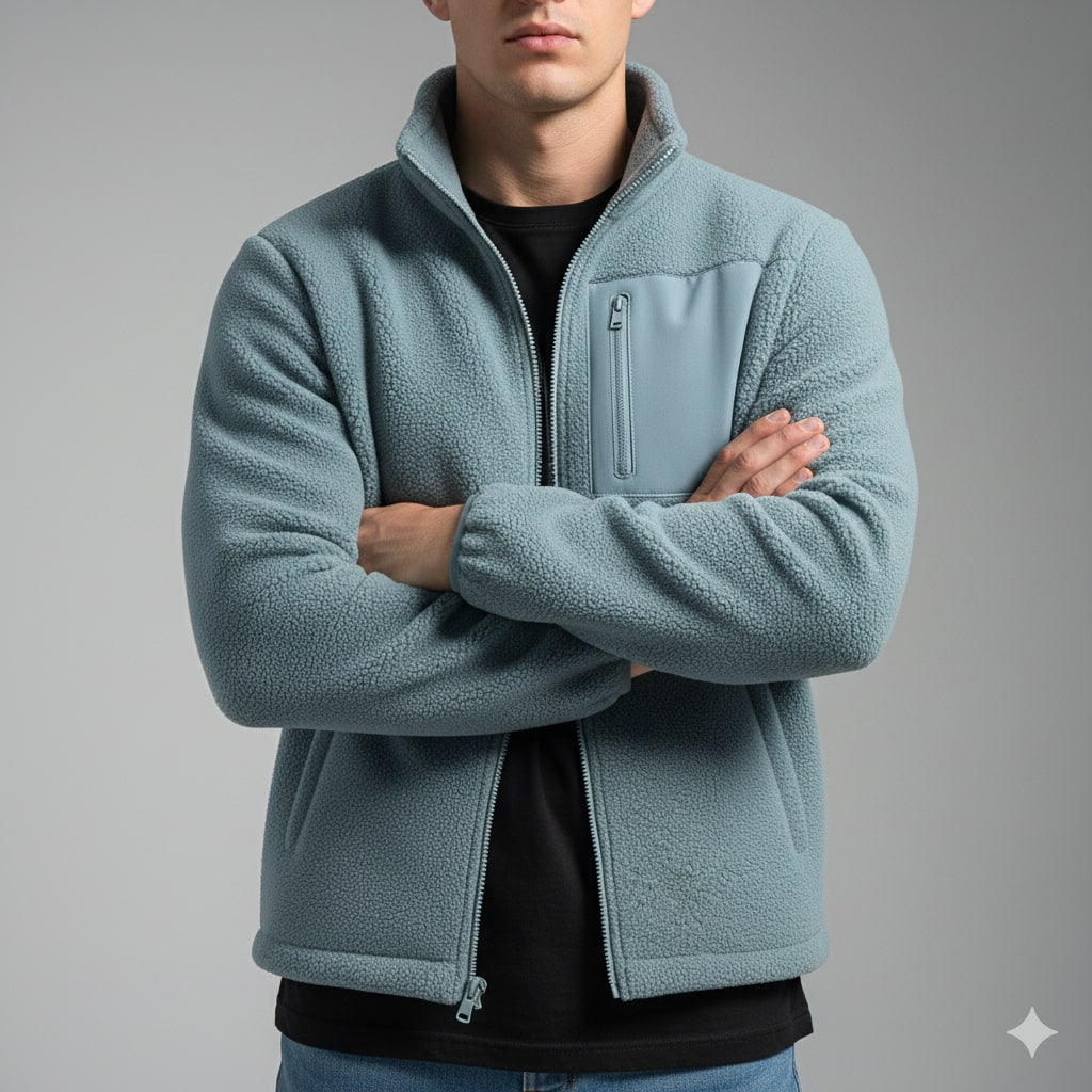 Nikola Men's Fleece Jacket – Soft Insulating Lightweight Jacket with Stand Collar