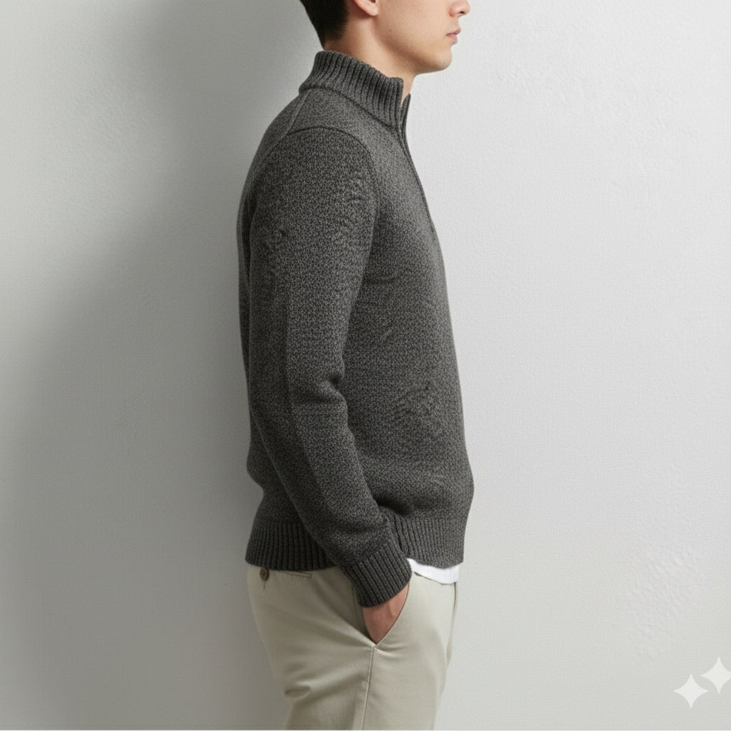 Jonas Men’s Quarter-Zip Sweater – Cotton Knit Pullover for Layered Comfort