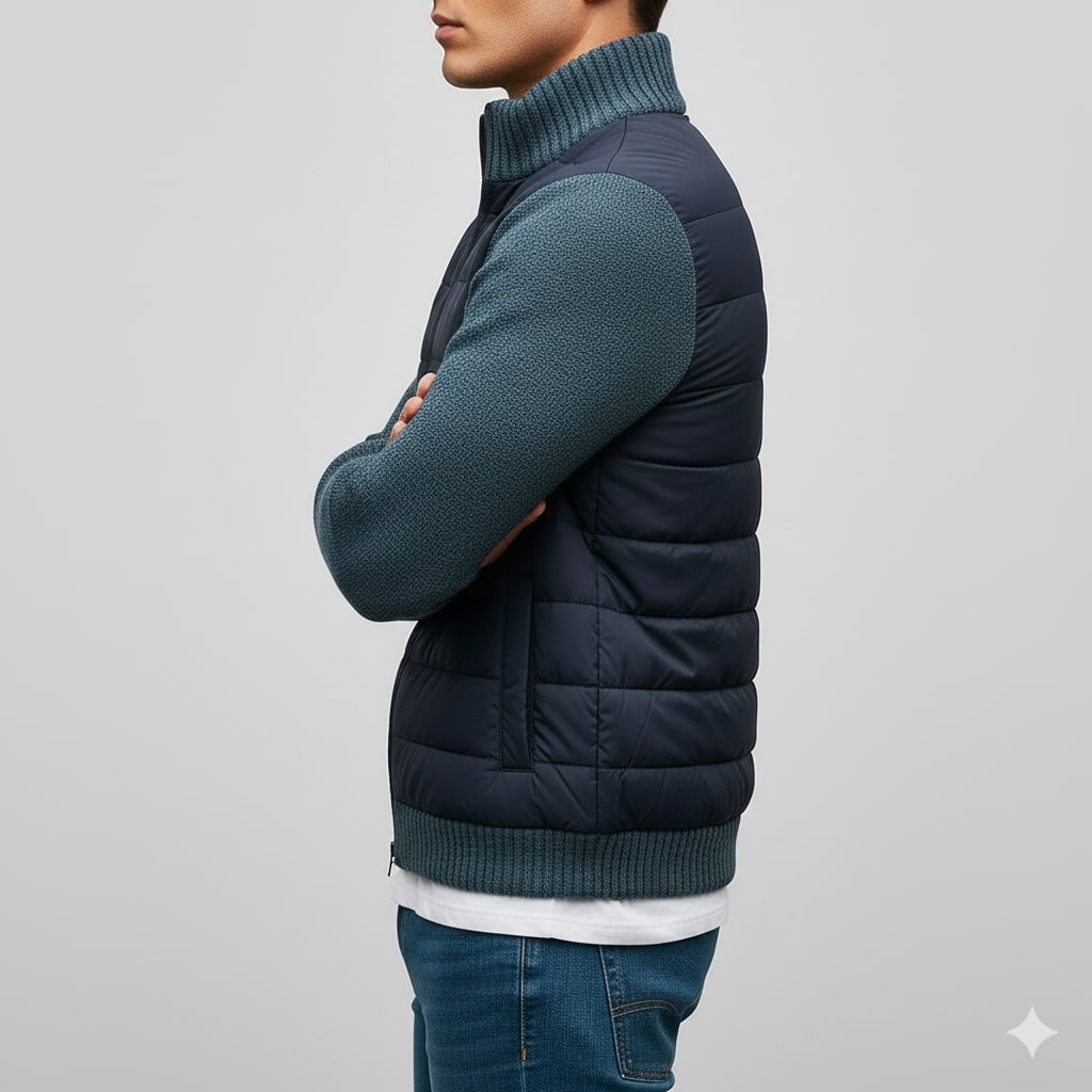 Magnus Men’s Fleece Jacket – Knit Sleeve Hybrid Zip-Up Lightweight Jacket