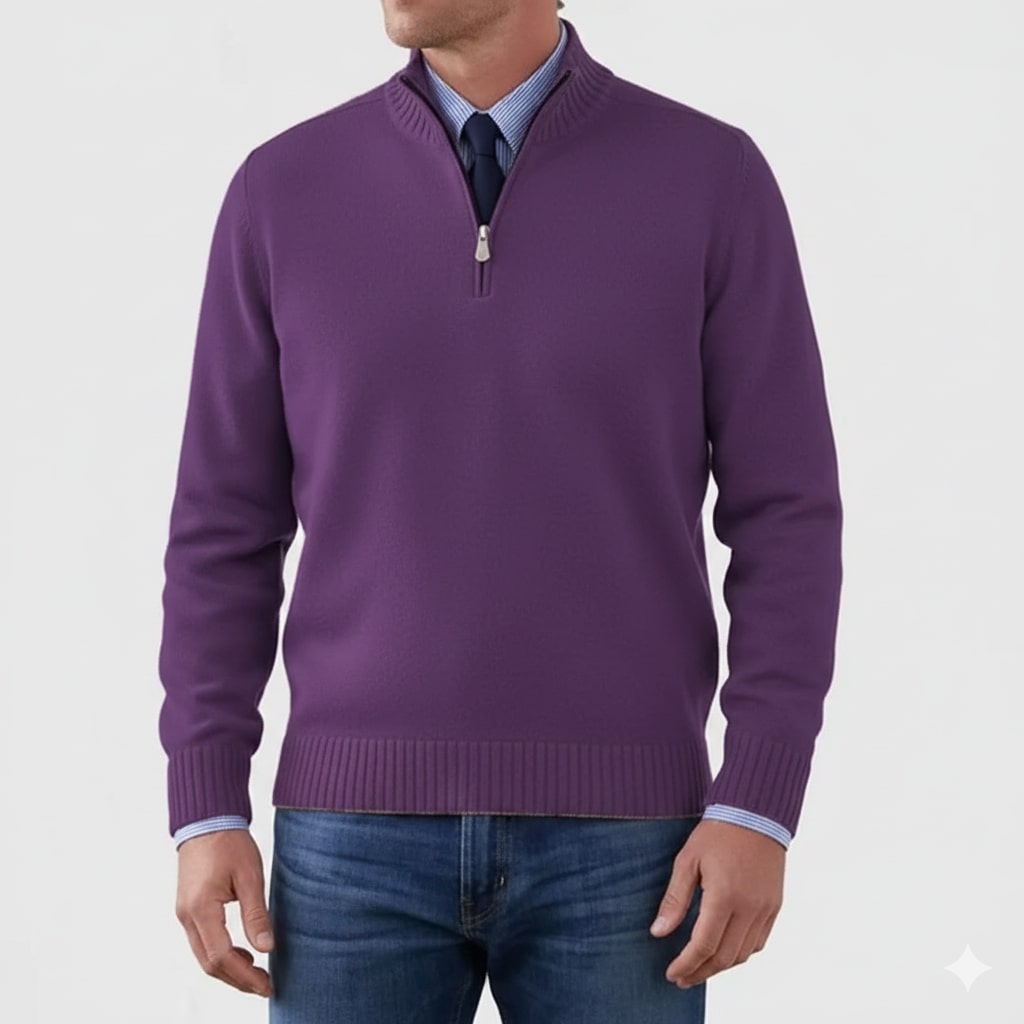 Lars Men’s Half-Zip Sweater – Soft Knit Pullover with Ribbed Details & Tailored Fit