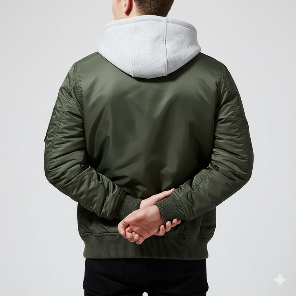 Finn Men’s Hoodie Jacket – Padded Cotton Military-Style Bomber Jacket