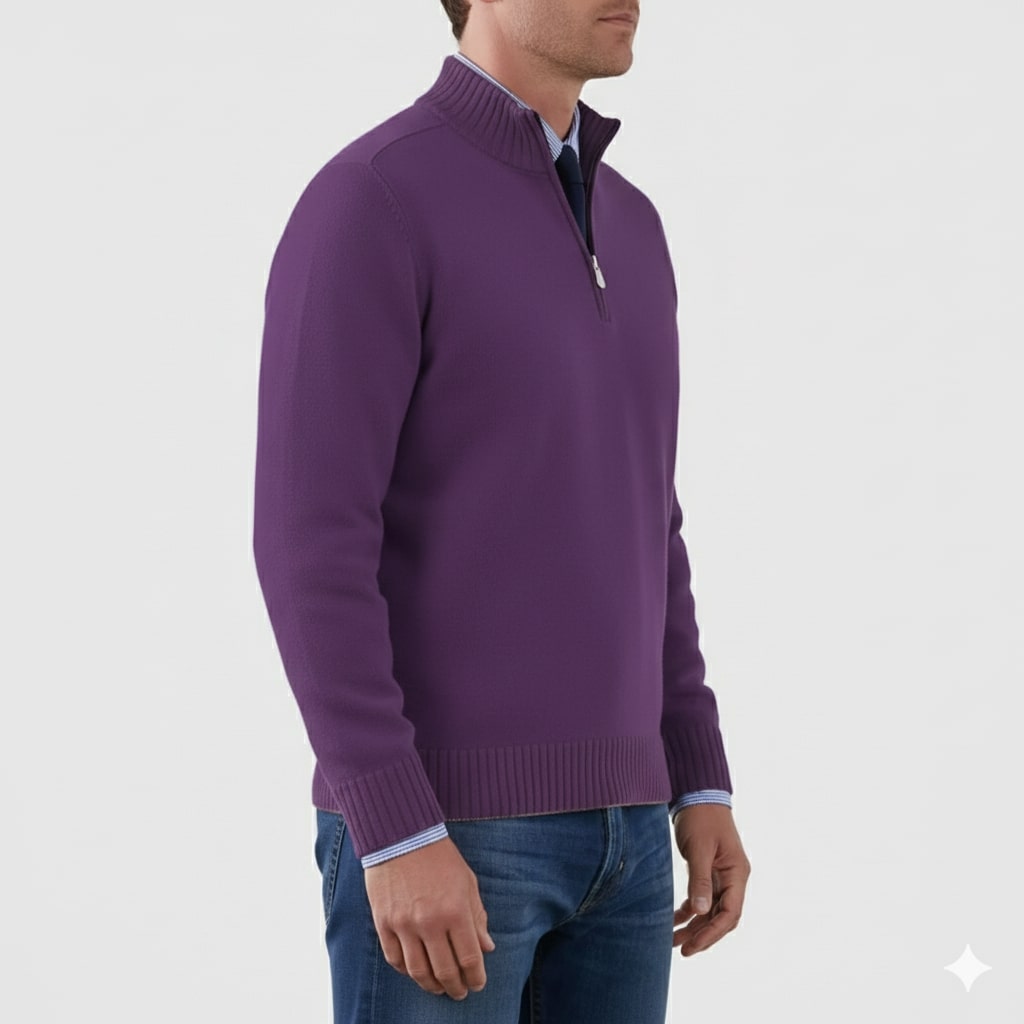 Lars Men’s Half-Zip Sweater – Soft Knit Pullover with Ribbed Details & Tailored Fit