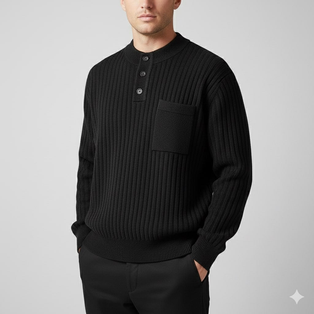 Kerem Men’s Pullover Sweater – Thick Ribbed Knit Pullover for Winter
