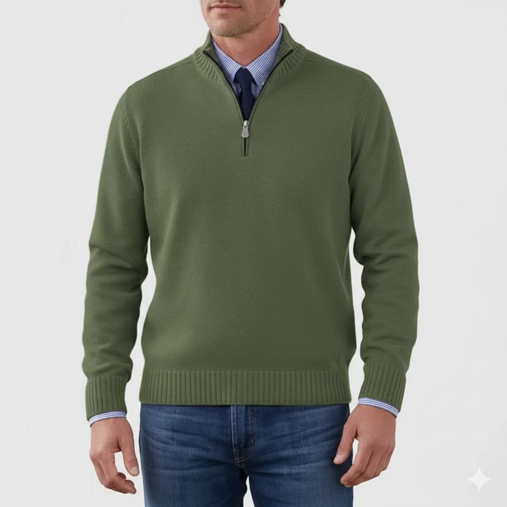 Lars Men’s Half-Zip Sweater – Soft Knit Pullover with Ribbed Details & Tailored Fit