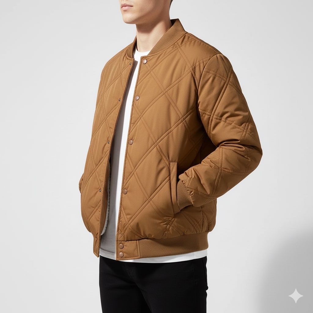 Nolan Men’s Bomber Jacket – Quilted Fleece-Lined Lightweight Winter Jacket