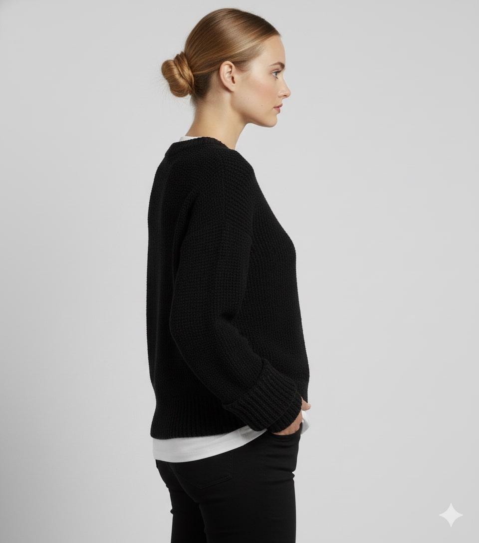 Theresa Women's Knit Sweater – Soft Relaxed-Fit Pullover with Wide Rib Cuffs