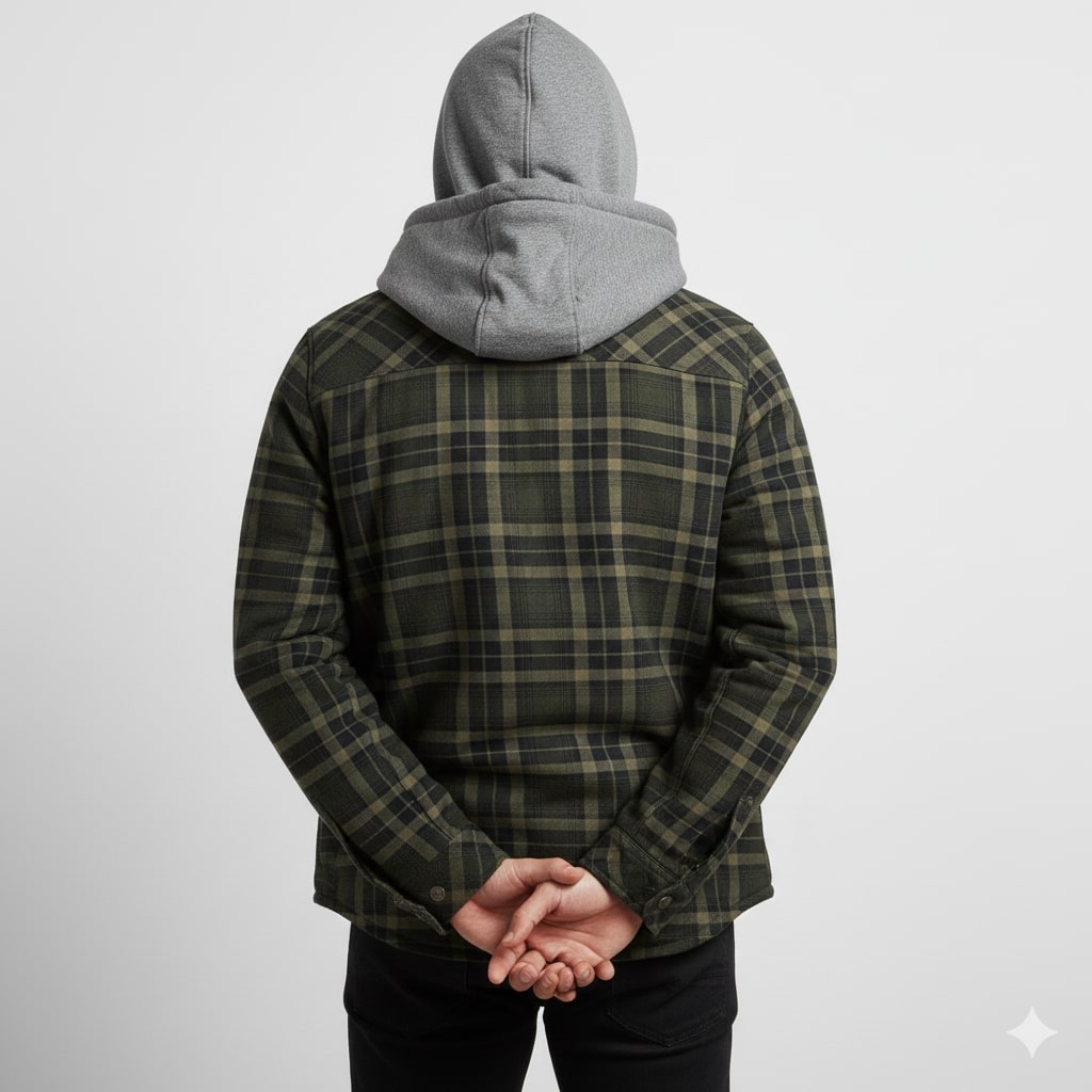 Florent Men’s Hoodie Jacket – Sherpa-Lined Flannel Hoodie for Winter Wear