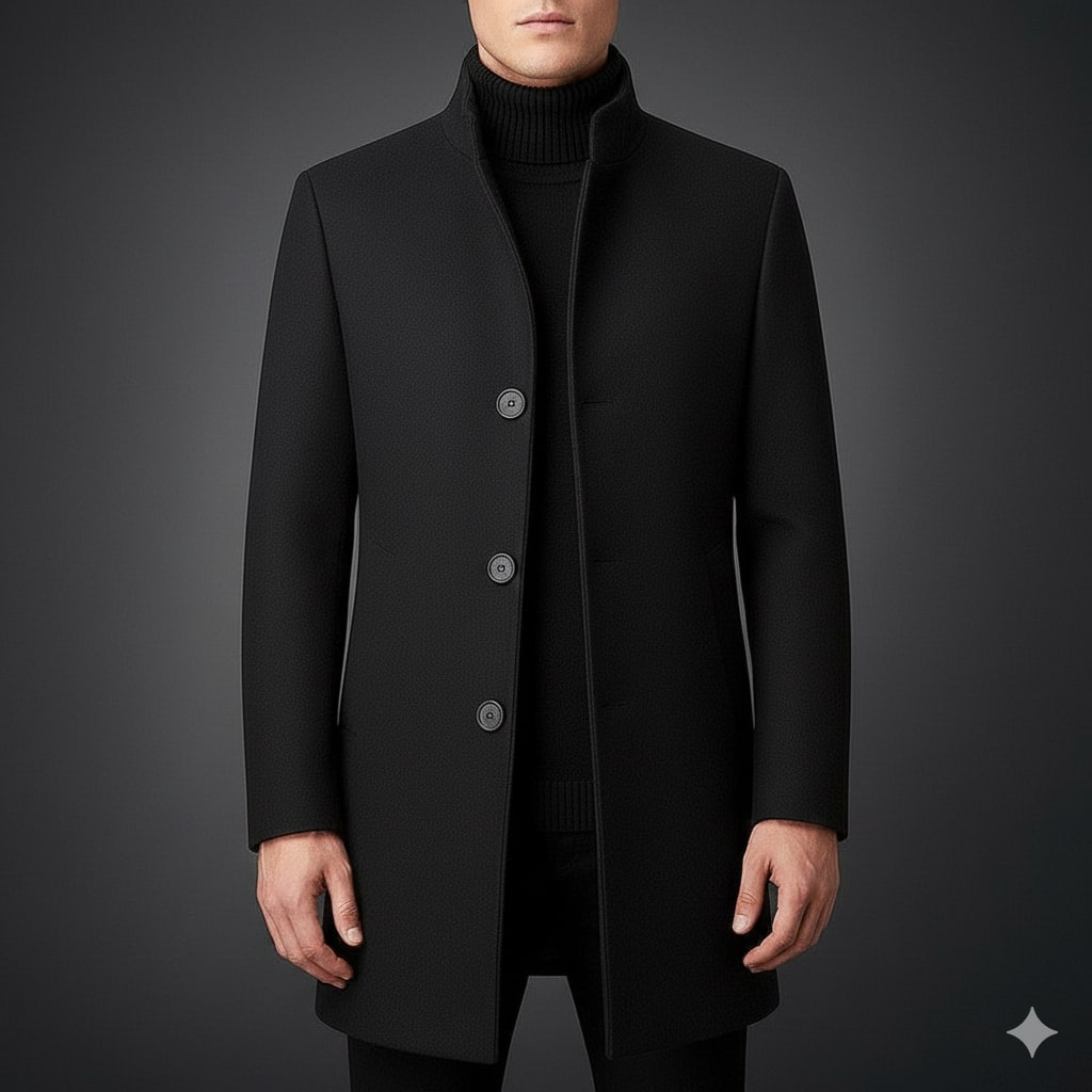 Boris Men’s Wool Coat – Tailored Soft Winter Long Overcoat