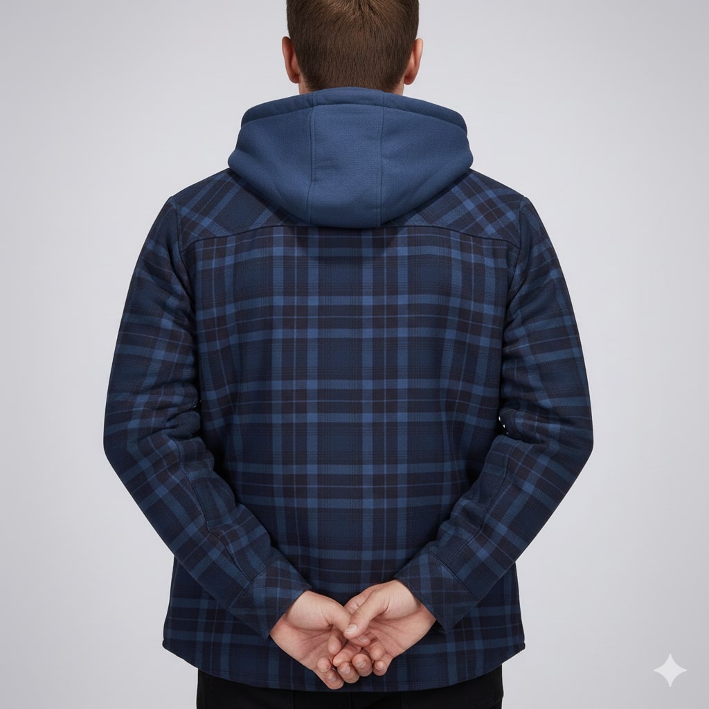 Florent Men’s Hoodie Jacket – Sherpa-Lined Flannel Hoodie for Winter Wear