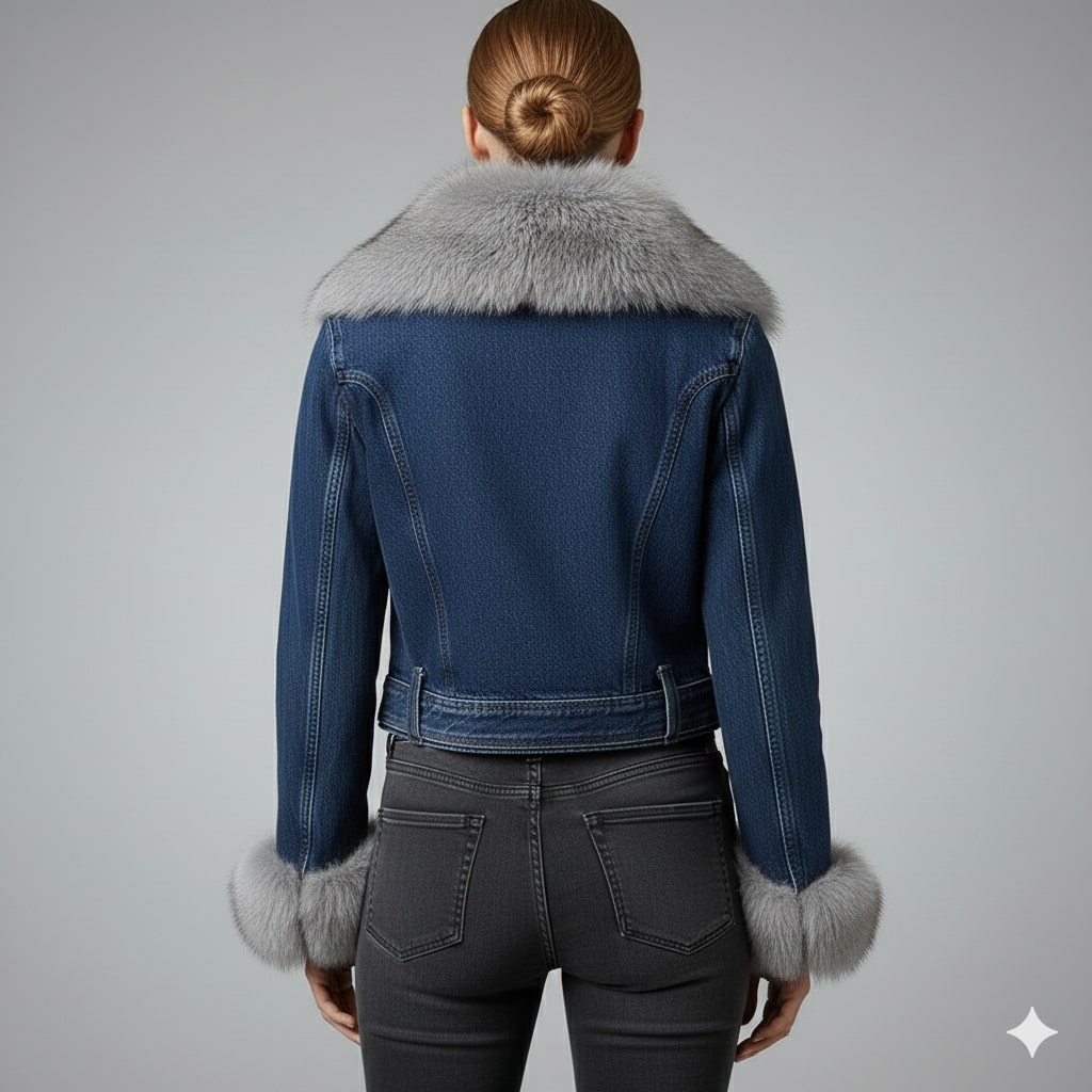 Zara Women's Denim Jacket – Soft Lined Women’s Jacket with Warm Fur Collar & Cuffs