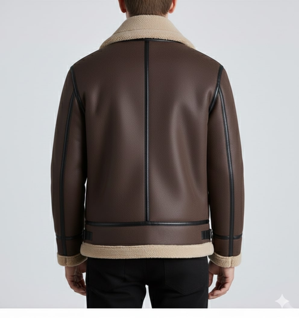 Daan Men's Shearling Jacket – Heavyweight Leather Jacket with Structured Fit