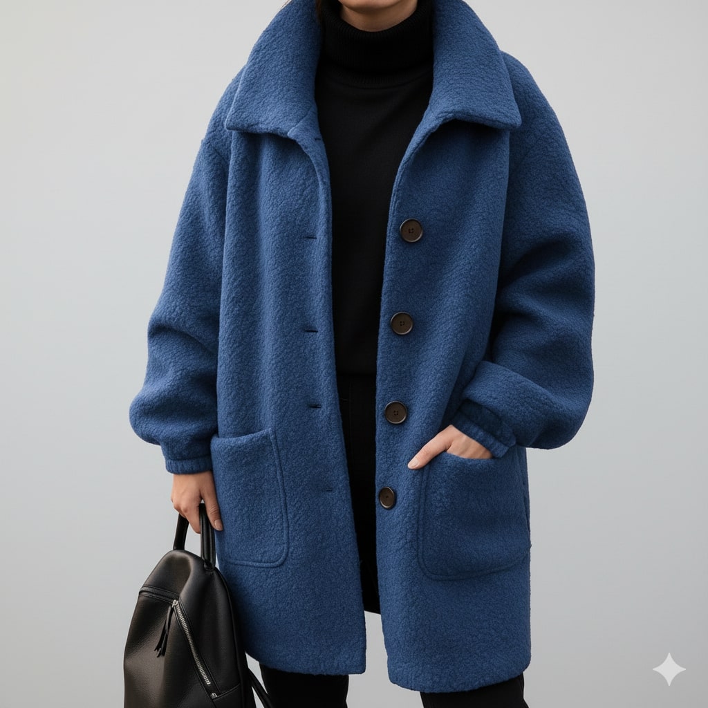 Seda Women’s Fleece Jacket – Soft Wool-Blend Vintage Winter Coat
