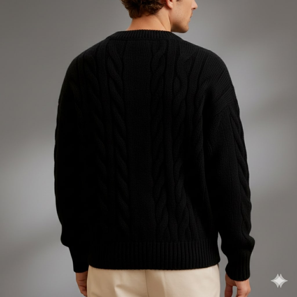 Anton Men’s Cardigan – Cable Knit Cardigan with Classic Button-Up Style