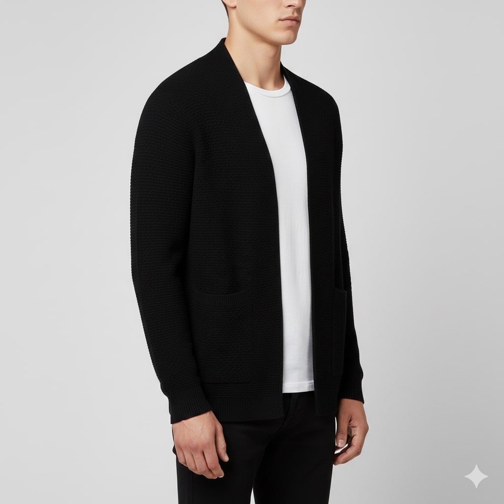 Pablo Men’s Jacquard Knit Cardigan – Soft Touch Embossed Cotton Cardigan