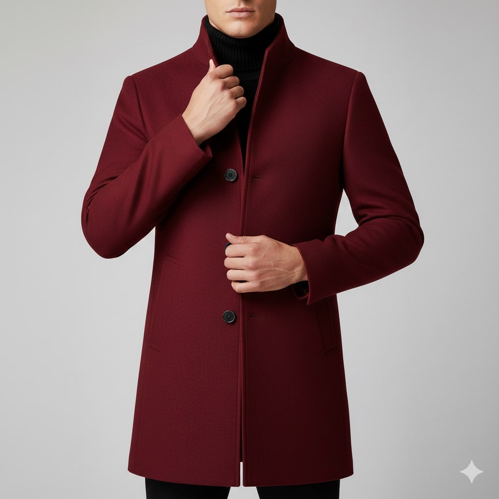 Boris Men’s Wool Coat – Tailored Soft Winter Long Overcoat