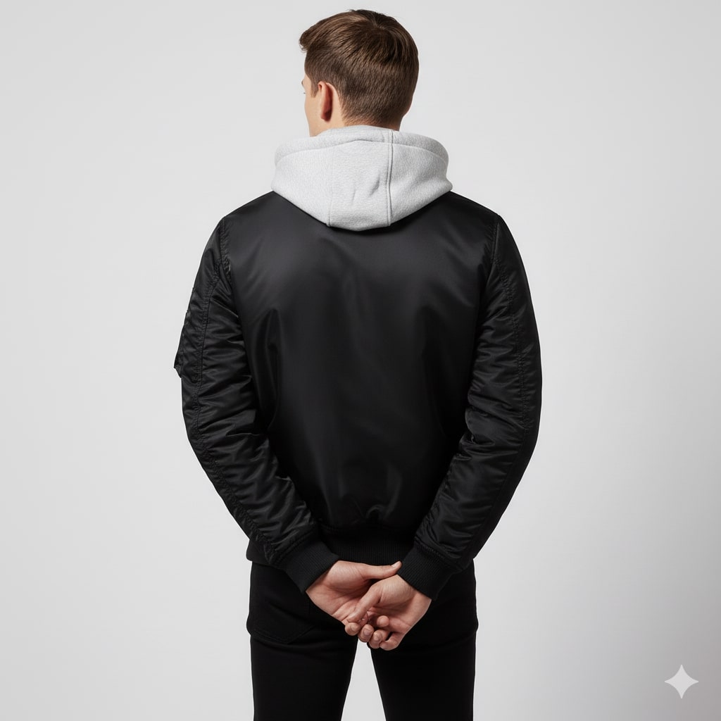 Finn Men’s Hoodie Jacket – Padded Cotton Military-Style Bomber Jacket