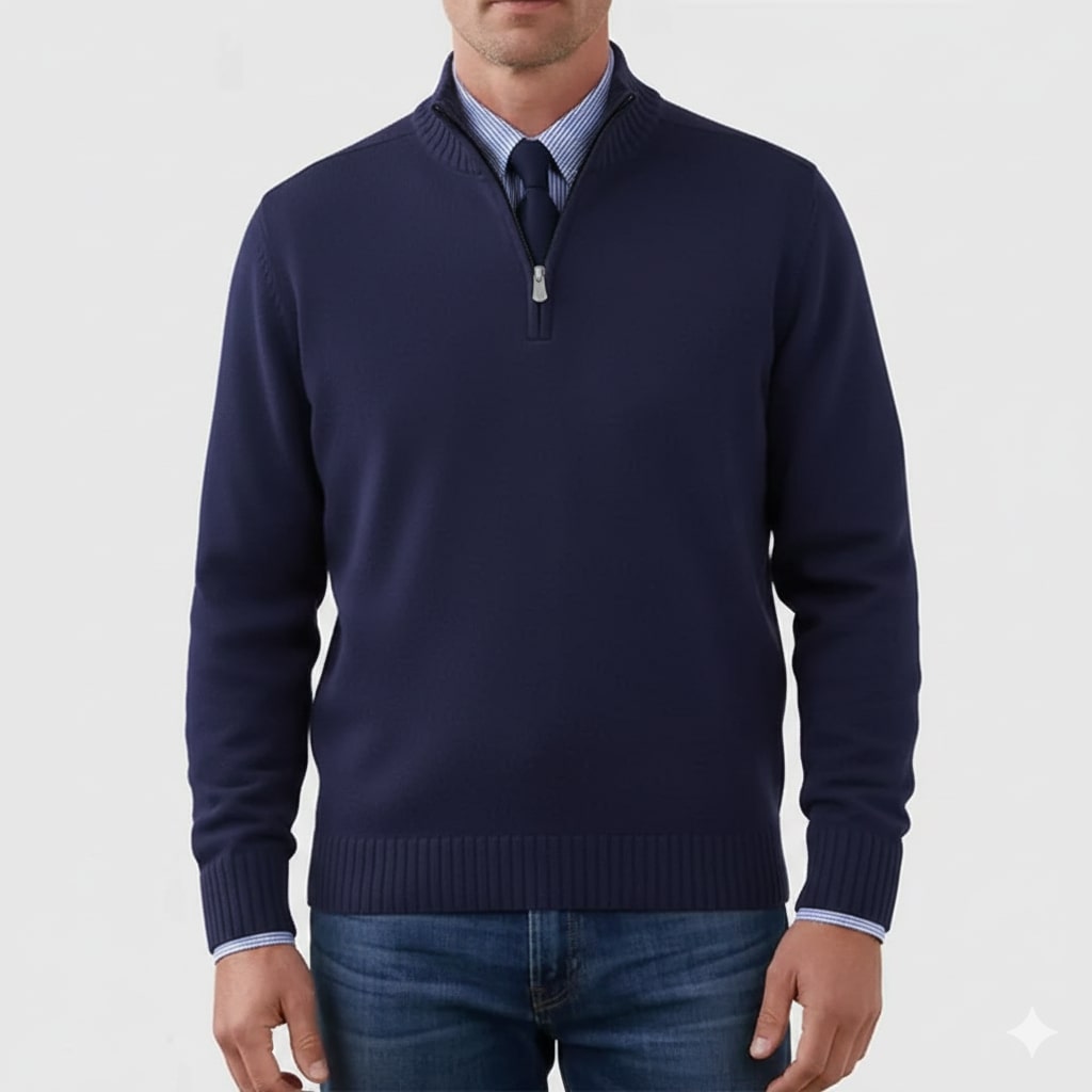 Lars Men’s Half-Zip Sweater – Soft Knit Pullover with Ribbed Details & Tailored Fit