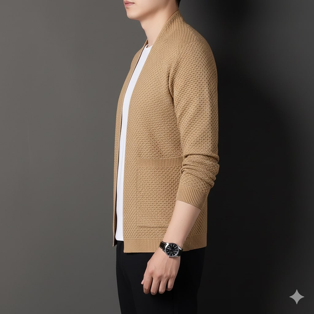 Pablo Men’s Jacquard Knit Cardigan – Soft Touch Embossed Cotton Cardigan