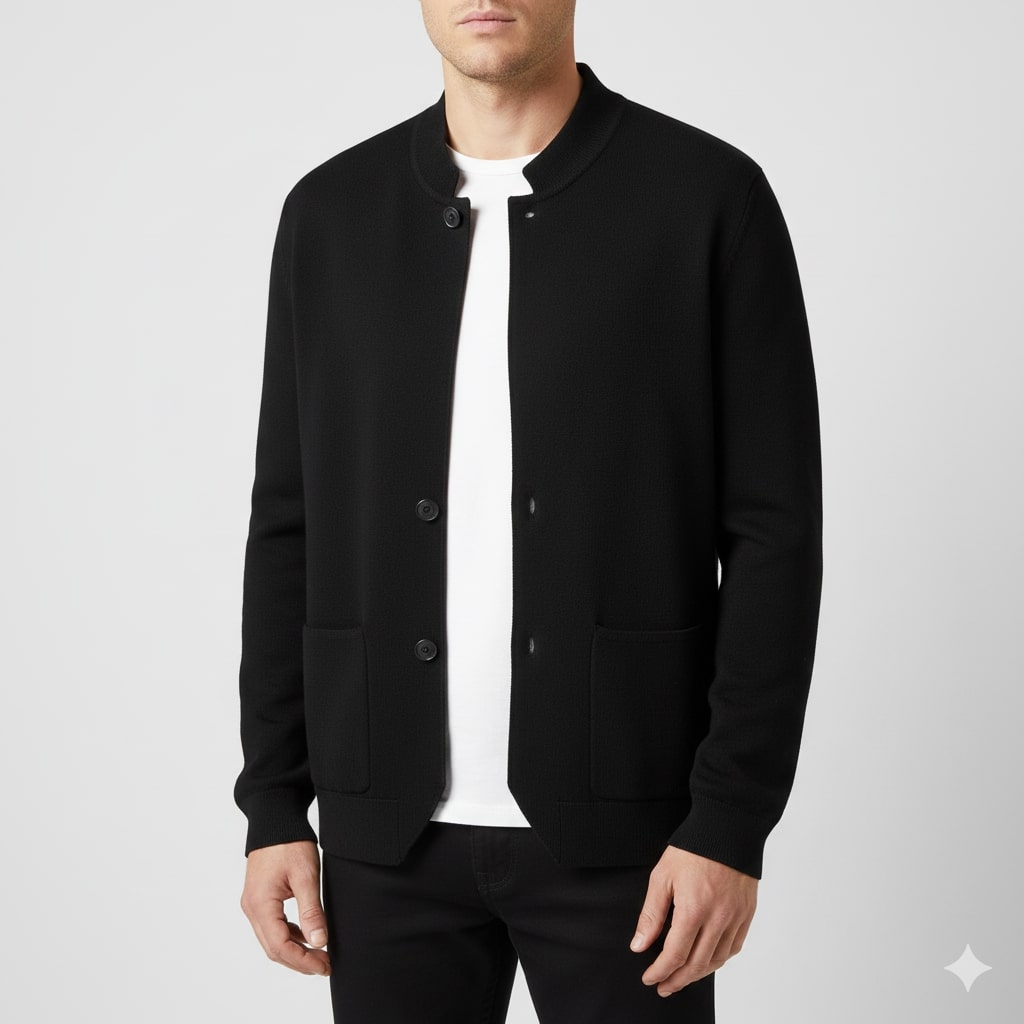 Austin Men’s Knit Cardigan – Soft Italian-Style Pullover with Mandarin Collar