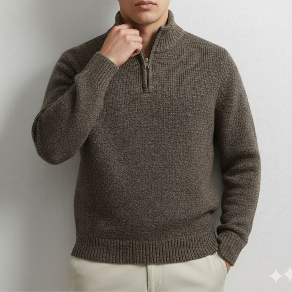 Jonas Men’s Quarter-Zip Sweater – Cotton Knit Pullover for Layered Comfort