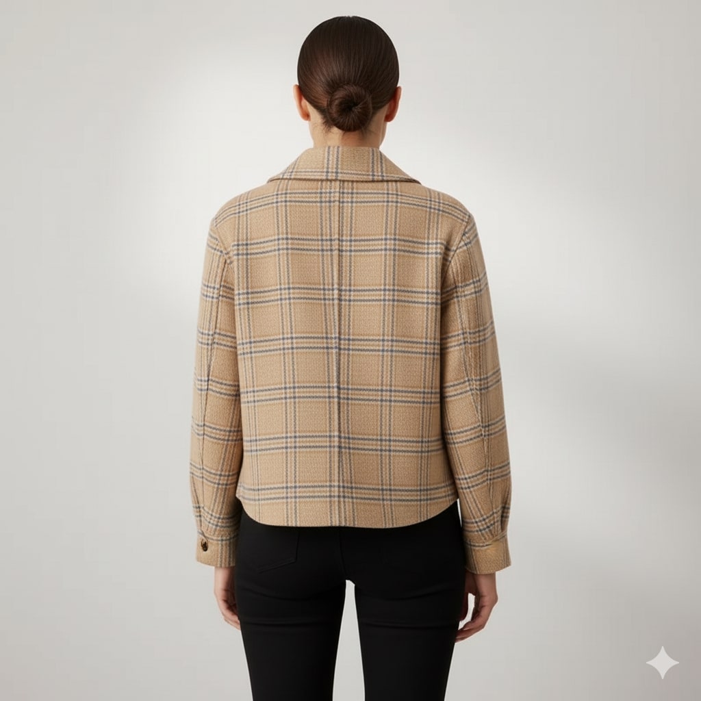Chloé Women’s Plaid Wool Jacket – Double-Sided Wool with Cropped Jacket