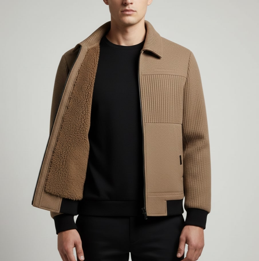 Aurelien Men’s Fleece Jacket – Weatherproof Jacket with Textured Finish