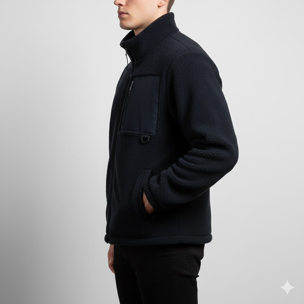 Nikola Men's Fleece Jacket – Soft Insulating Lightweight Jacket with Stand Collar