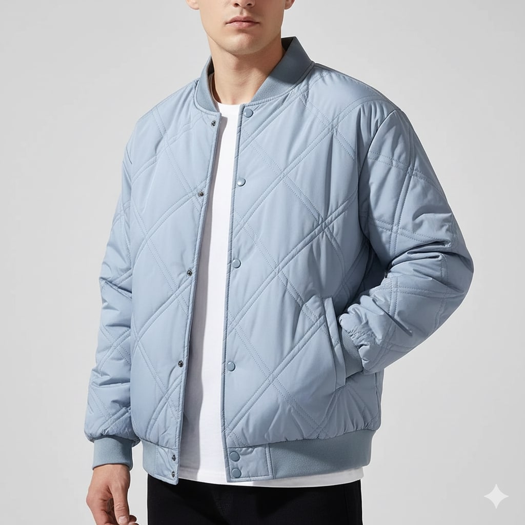 Nolan Men’s Bomber Jacket – Quilted Fleece-Lined Lightweight Winter Jacket