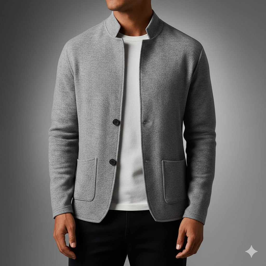 Austin Men’s Knit Cardigan – Soft Italian-Style Pullover with Mandarin Collar