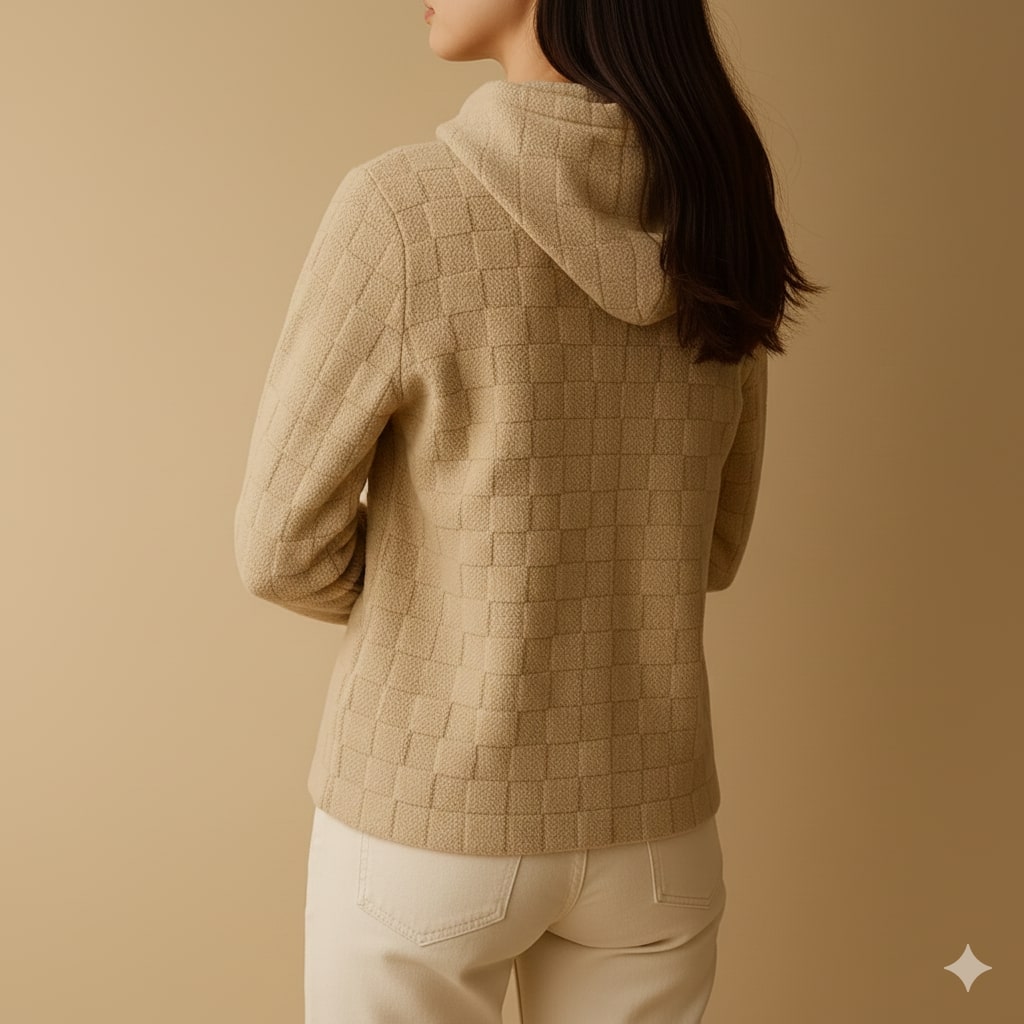 Bastien Unisex Fleece Hooded Jacket – Plush Check Texture in an Oversized Jacket