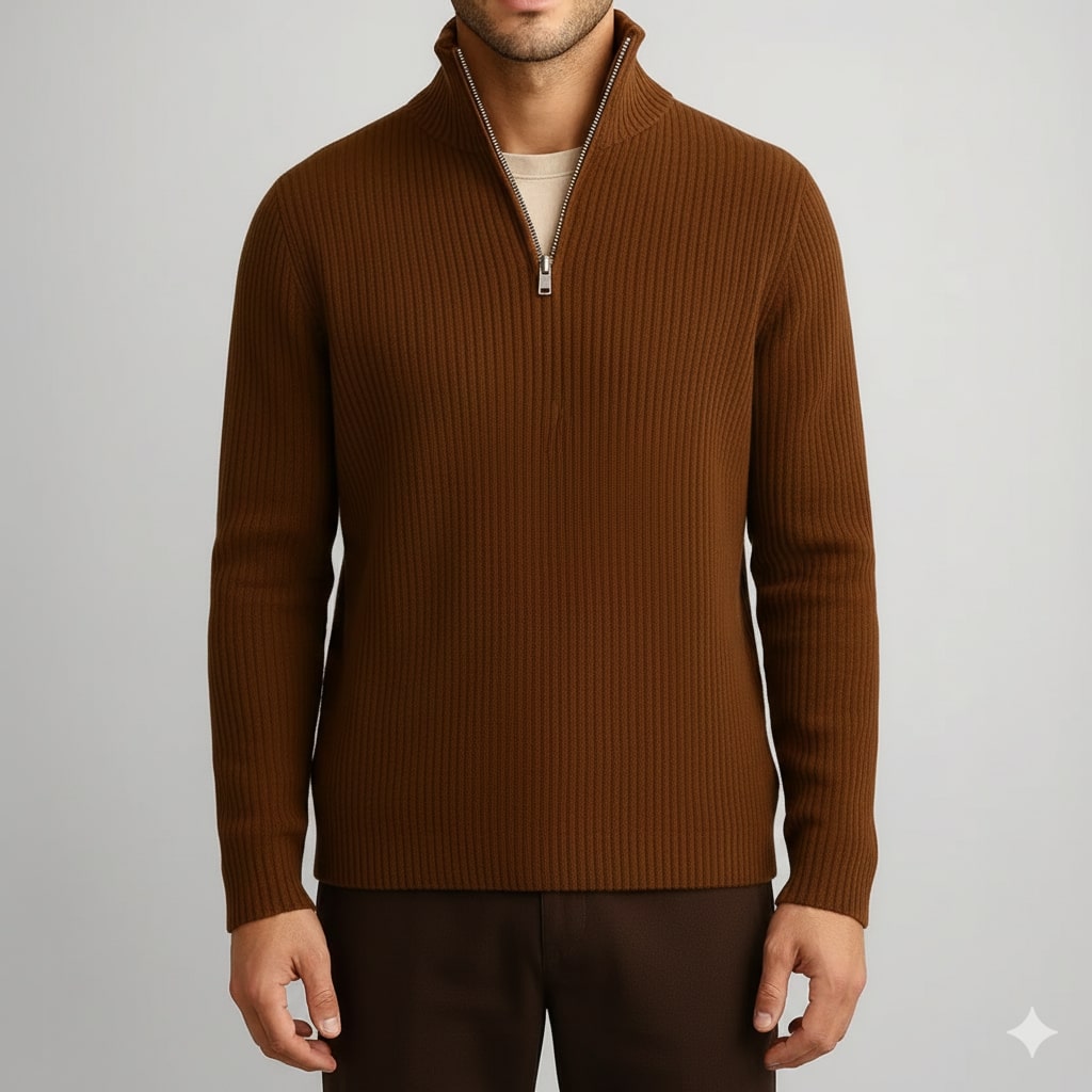 Soren Men’s Turtleneck Sweater – Warm Breathable Wool Knit Pullover with Structured Ribbed Collar