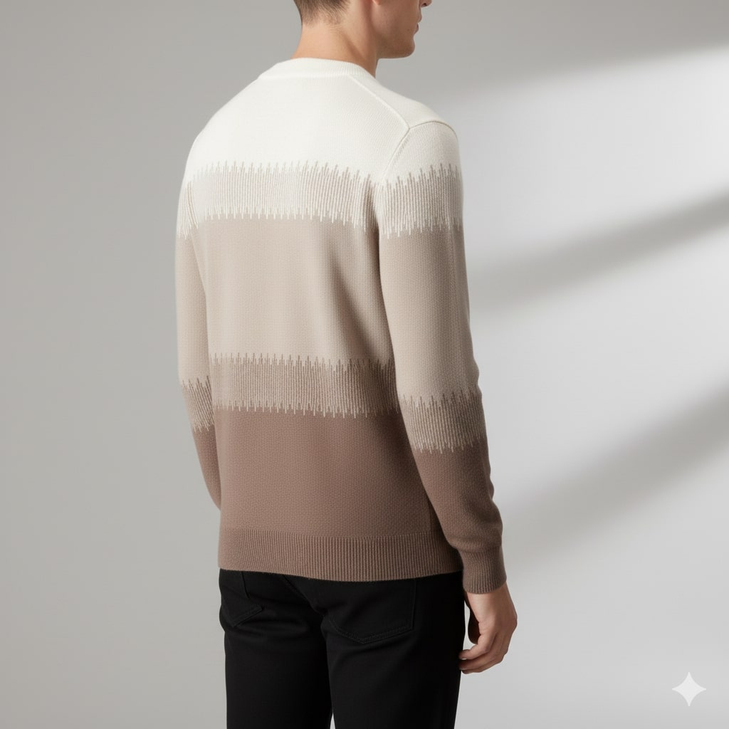 Ibrahim Men’s Wool Sweater – Ultra-Fine Knit with Tonal Gradient & Lightweight Fit Pullover