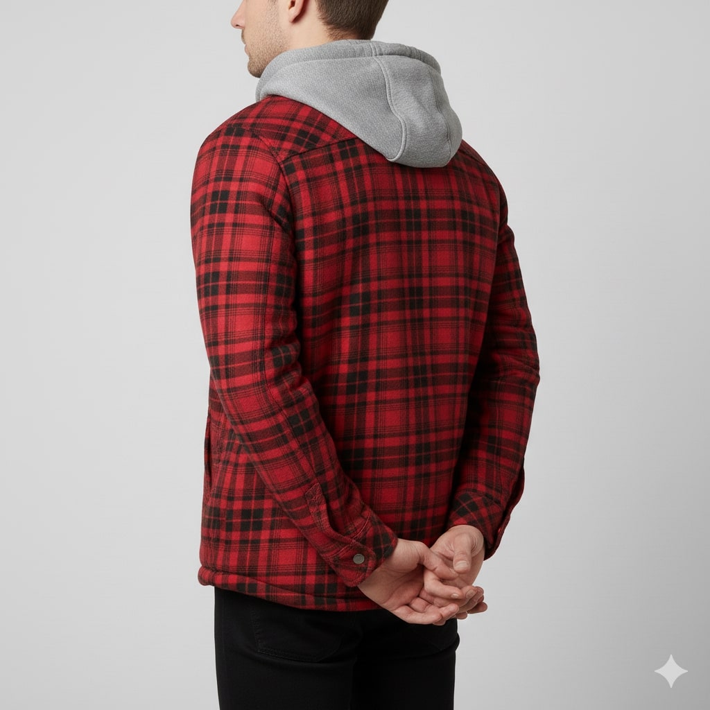 Florent Men’s Hoodie Jacket – Sherpa-Lined Flannel Hoodie for Winter Wear