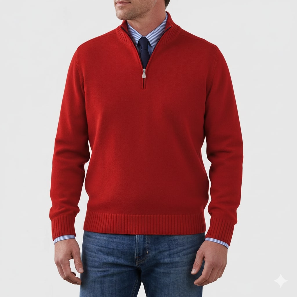 Lars Men’s Half-Zip Sweater – Soft Knit Pullover with Ribbed Details & Tailored Fit