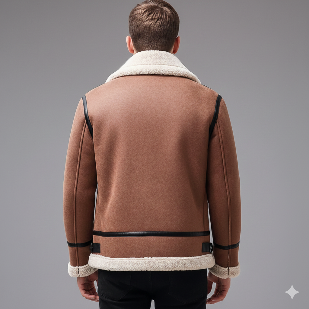 Johan Men’s Leather Jacket – Soft Shearling Lined Zip-Up Jacket