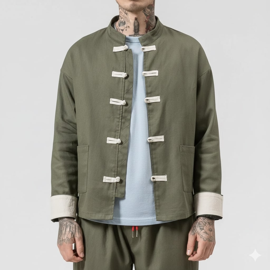 Axel Men’s Lightweight Jacket – Soft Cotton Jacket with Knot-Button Closure