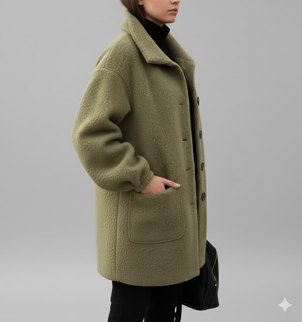 Seda Women’s Fleece Jacket – Soft Wool-Blend Vintage Winter Coat