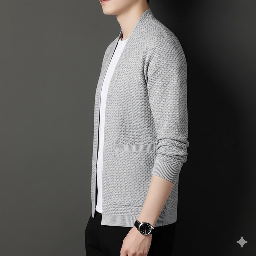 Pablo Men’s Jacquard Knit Cardigan – Soft Touch Embossed Cotton Cardigan