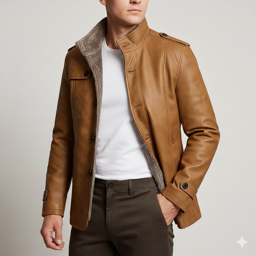 Erik Men’s Suede Jacket – Vintage Suede Overcoat with Merino Wool Lining